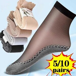5/10 пар весна літо жіночі м'які шкарпетки оксамитові шовкові шкарпетки неслизький нижній прозорий жіночий ультратонкий