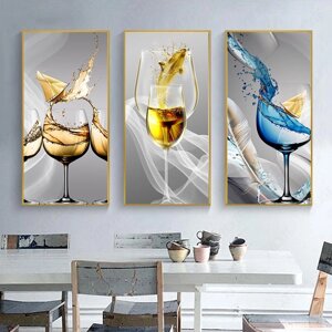 Сучасний мінімалістичний келих для вина, полотно, картина, прикраса для ресторану, бару, картина для їдальні, винний