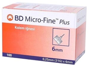 Голки інсулінові Мікрофайн плюс 6мм, BD Micro-fine Plus 31G Код/Артикул 23