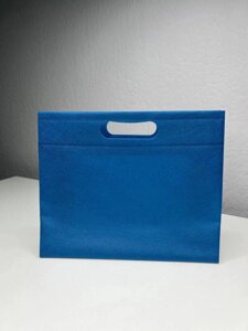 24 шт Еко сумка з спанбонду типу Коробок 20*21*6 см / Ланч бег (синій) / Еко сумки під замовлення опт Код/Артикул 11