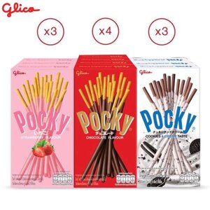 Комбінований набір Glico Pocky Happiness A, бісквітні палички, вкриті шоколадом, полуницею, печивом та вершками, Під