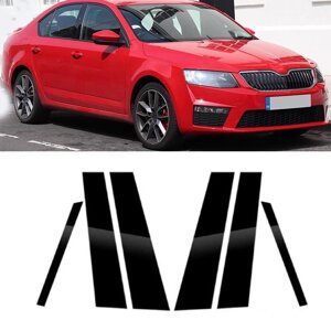 6Шт автомобільні стійки стійки дверей та вікна накладка для Skoda Octavia Mk3 (5E) 2014 2015 2016 2017 2018 2019