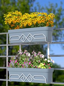 Балконна подвійна підставка для квітів та вазонів біла Код/Артикул 92 BL2w