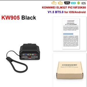 Автосканер Konnwei KW905 Supports all OBD ll protocols black BT 5.0 для Android та iOS Код/Артикул 13