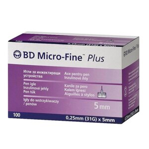 Голки інсулінові Мікрофайн плюс 5мм, BD Micro-fine Plus 31G Код/Артикул 23