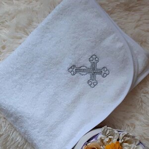 Крижма полотенце для хрещення Ніжність бавовняна біла махра 100х8 см (КР-12) Код/Артикул 4 КР-12