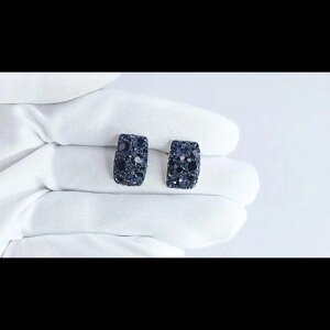 Сережки-гвоздики із твердого стерлінгового срібла 925 проби з Монтани із синім кристалом для жінок Під замовлення з