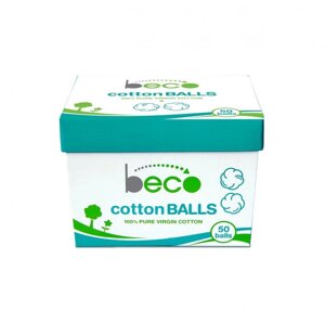 Біорозкладні ватяні кульки (50 шт), Cotton Balls, Beco Під замовлення з Індії 45 днів. Безкоштовна доставка.