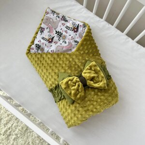 Демісезонний конверт-ковдра Baby Comfort з плюшем оливковий Код/Артикул 15