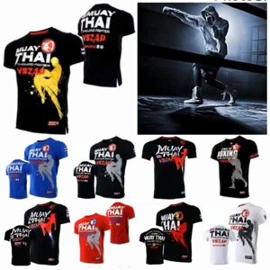 Чоловіча футболка для боксу, Муай Тай, кікбоксингу, MMA Mix, літні дихаючі футболки для бігу, фітнесу, що швидко