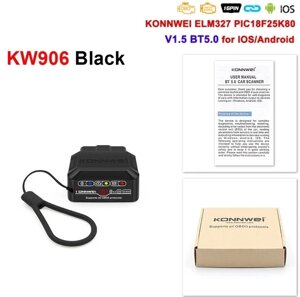 Автосканер Konnwei KW906 Supports all OBD ll protocols black BT 5.0 для Android та iOS Код/Артикул 13