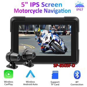5-Дюймовий IPS-екран для мотоциклетної навігації (сенсорний екран), GPS-навігація, 2024, Carplay, Android auto, Під