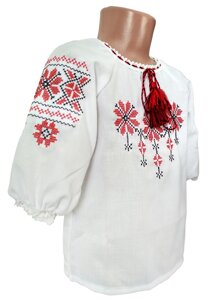 Вишита дитяча сорочка на домотканному полотні із геометричним орнаментом Код/Артикул 64 070214