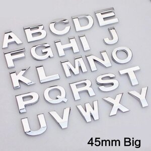 1 Шт. 45 мм сріблястий, чорний метал DIY алфавіт автомобіль авто мото 3D наклейка на автомобіль наклейка знач... під