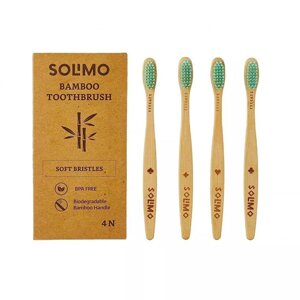 Бамбукові біорозкладні зубні щітки з м'якими щетинками (4 шт), Bamboo Toothbrush, Solimo Під замовлення з Індії 45