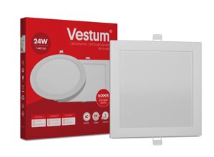 Квадратний світлодіодний врізний світильник Vestum 24W 6000K 220V 1-VS-5206 Код/Артикул 45 1-VS-5206