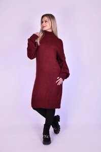 Жіноча сукня - светр з трикотажу - акрил, вільного крою, бордовий Код/Артикул 24 525BY