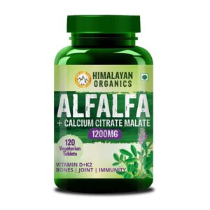 Альфальфа + Цитрат кальция малат (120 кап), Alfalfa Calcium Citrate Malate, Himalayan Organics Під замовлення з Індії