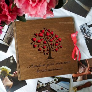 Фотоальбом з дерева на подарунок на річницю весілля | Сімейний альбом для фото Код/Артикул 182