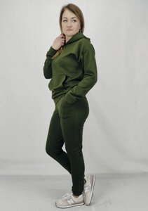 Жіночий спортивний костюм весна літо з капюшоном в кольорі хакі S, M, L, XL, XXL Код/Артикул 11141
