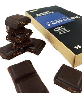 Чорний шоколад на еритролі 77% з кокосом Код/Артикул 20