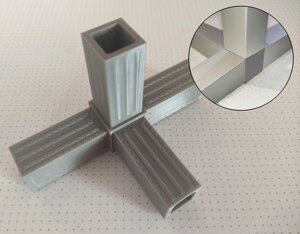 Посилений з'єднувач розетка-трійник для алюмінієвого профілю 20 х 20 х 1,5 мм Gray Код/Артикул 184 00007
