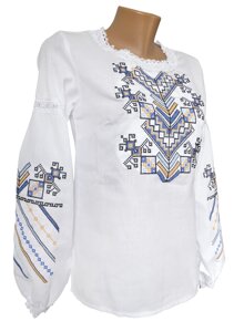 Модна жіноча вишиванка білого кольору на довгий рукав Код/Артикул 64 04064