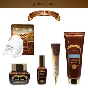 3w Clinic Placenta Best Skincare SET : Відновлююча есенція, Живильний крем, Відновлюючий крем для повік, Відновлююча під