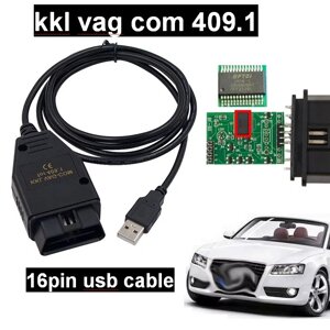Діагностичний сканер VAG-COM 409.1 FTDI KKL K-Line USB BLACK NEW Код/Артикул 13