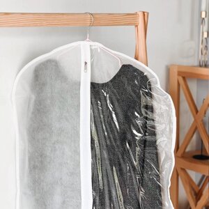 Чехол флізеліновий для одягу з прозорою вставкою 60*100 см (білий) Код/Артикул 36 HCh-100