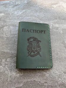 Шкіряна обкладинка на паспорт (Ручна робота) Код/Артикул 134 Т - 554