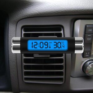 Автомобільний годинник 2-в-1, термометр, вентил…