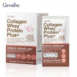 Giffarine Collagen Whey Protein Plus+, суміш харчових волокон з рибним колагеном, вітамінами та мінералами, смак какао,