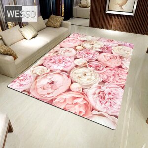 Килим з трояндою, 3D килимок для вітальні, килим з квіткою, протиковзний килимок для ванної кімнати, Під замовлення за