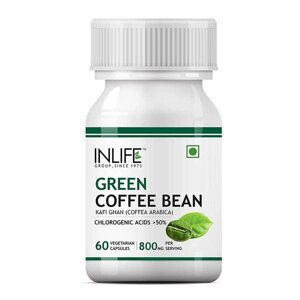 Екстракт зелених кавових зерен (60 кап, 800 мг), Green Coffee Bean, INLIFE Під замовлення з Індії 45 днів. Безкоштовна