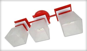 Стельова люстра в стилі модерн на 3 плафони для кухні, спальні, дитячої, коридору Астра/3 чорно-червоно-біла