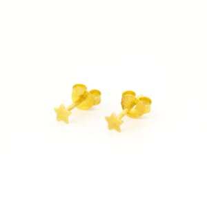 Крихітні сережки-гвоздики із золотою зіркою - ювелірні вироби ручної роботи зі стерлінгового срібла 925 проби с Під
