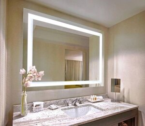 Дзеркало настінне 80x60 см з фронтальною LED підсвіткою. Дзеркала з лед підсвічуванням для ванної кімнати Код/Артикул
