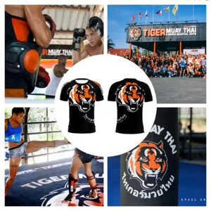 Tiger Muay Thai Футболка для кікбоксингу з 3D принтом для чоловіків та жінок, унісекс, з коротким рукавом, круглим Під