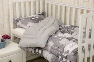 Набір Руно ковдра дитяча зимова антиалергенна 105х140 см та подушка 40х60 см Grey Cat (Р923.52_Grey Cat)