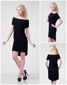 Літнє жіноче плаття - Маллет, з відкритими плечима, чорне Код / Артикул 24 213, чорний XS