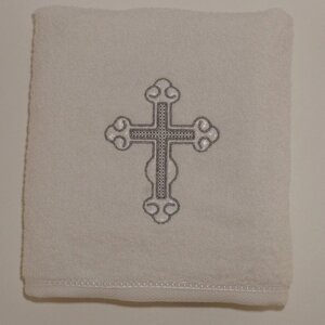 Крижма-рушник для хрещення з православним хрестиком вишивка з однієї сторони 140х70 см (Р-07) Код/Артикул 4 Р-07