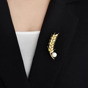 Атмосферна золота брошка з пшеничними вушками, чоловічий костюм, ділова повсякденна шпилька, прості жіночні