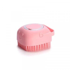 Силіконова масажна щітка мочалка для душу з дозатором рожева Код/Артикул 5 0723-1