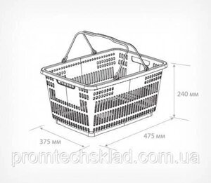 Кошик пластиковий METAL з 2 металевими ручками, 30 літрів Код/Артикул 132 410008