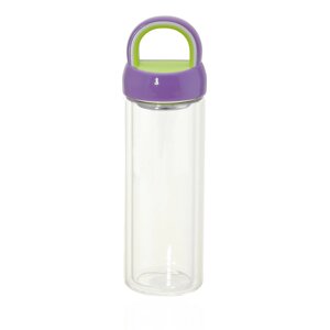 Пляшка-термос скляна із ситечком для заварювання фіолетового кольору Код/Артикул 84 AR-09.5