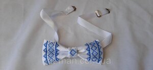 Краватка - метелик з вишивкою, біла з синім КодАртикул 2
