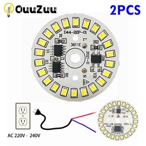 2 Шт. світлодіодний чіп для лампи 3 Вт 5 Вт 7 Вт 9 Вт 12 Вт SMD 2835 круглі світлові намистини змінного струму 220