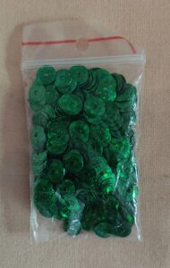 10 шт Паєтки пришивні та клейові зеленого кольору розмір 0,5 мм Код/Артикул 87