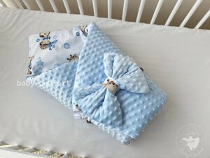 Демісезонний конверт-ковдра Baby Comfort з плюшем Жирафик блакитний Код/Артикул 15